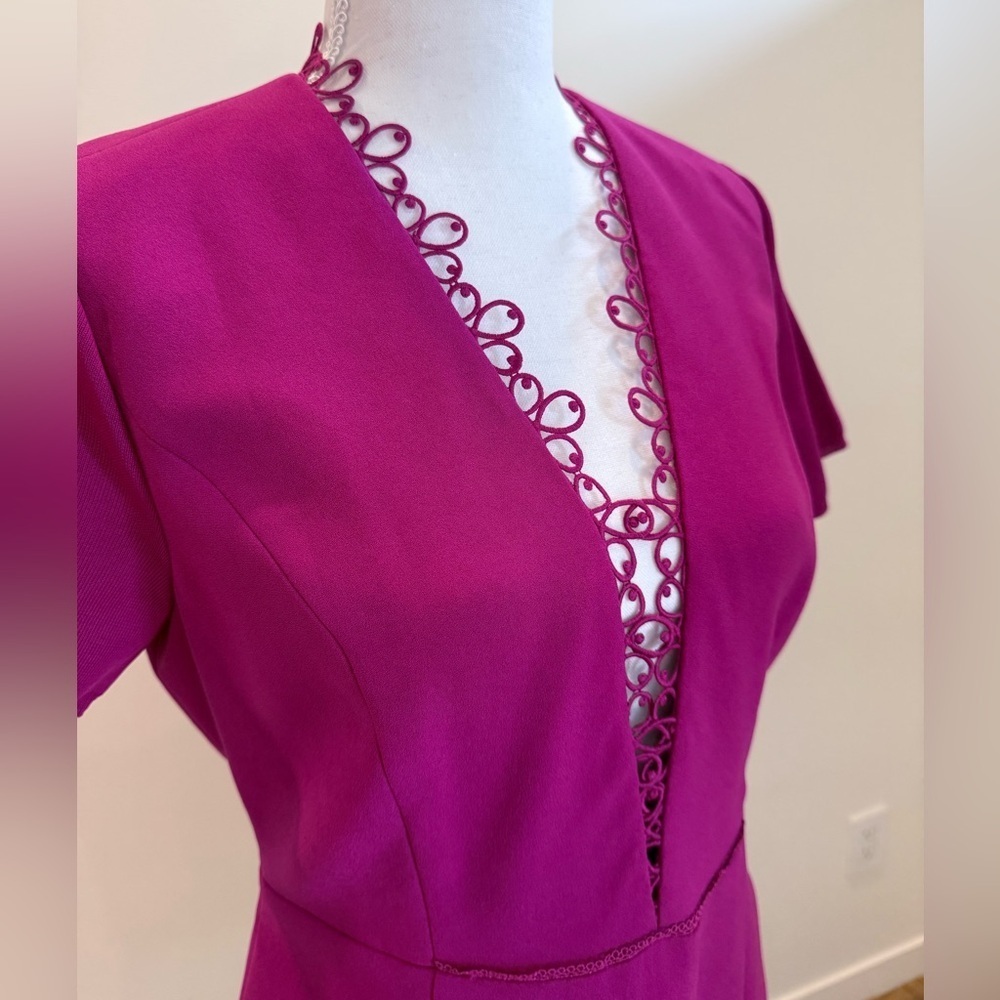 Elie Tahari Saylah Sheath Dress Size 6 Wedding Guest Quiet Luxury Preppy Fuscia - Picture 5 of 11